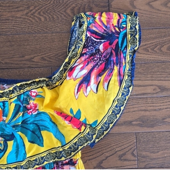 Flying Tomato Floral Print Yellow Off Shoulder Maxi Dress Size S - Picture 6 of 10